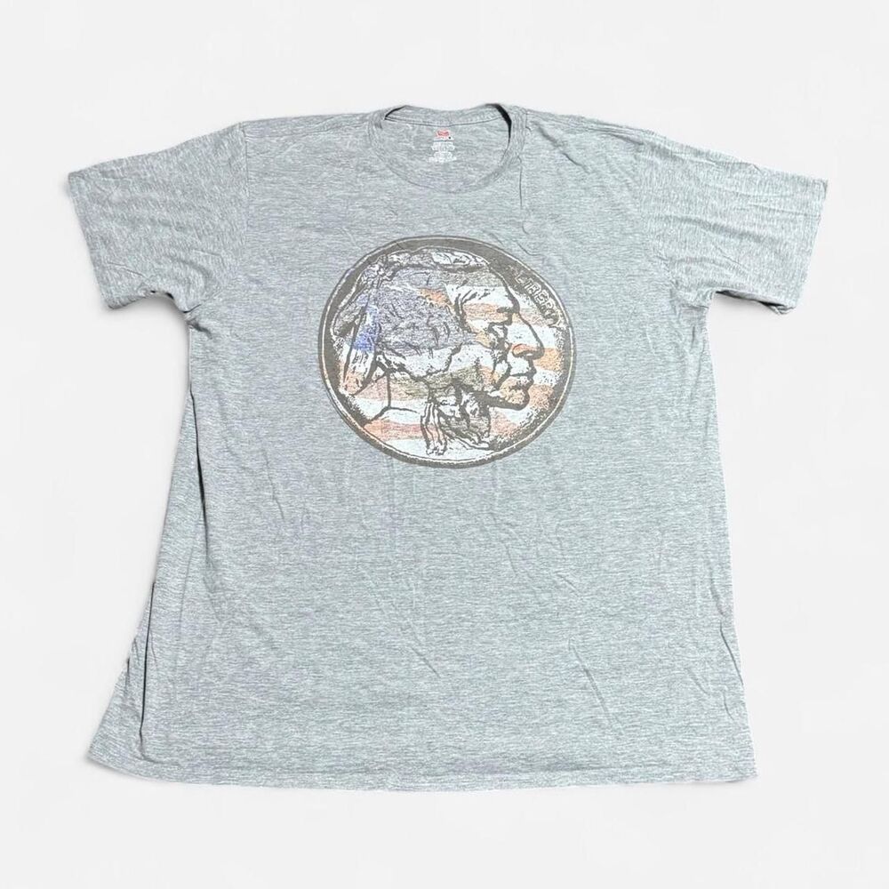 Hanes grey Native American XXL (width 24in, length) size graphic T-shirt